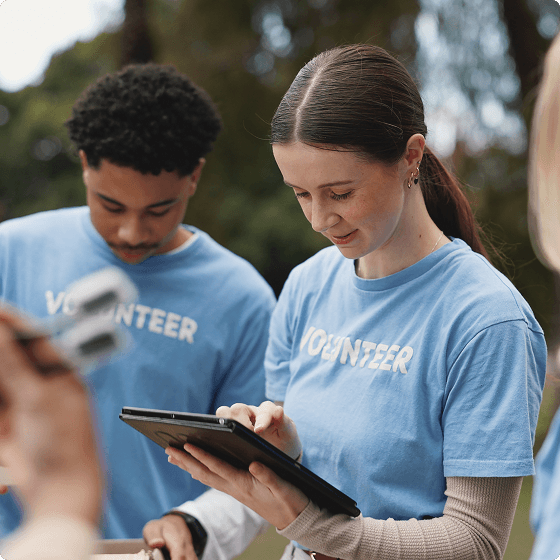 NGO team members working together on collaborative projects